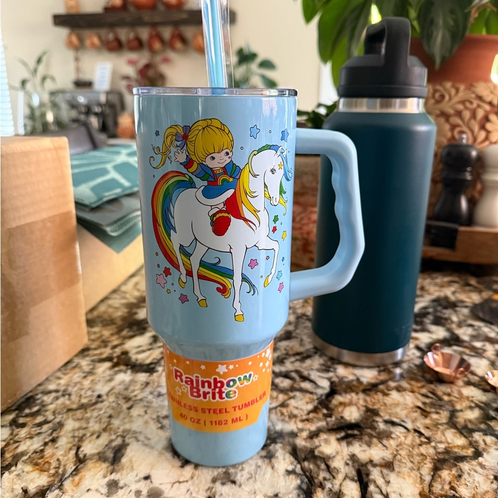 Rainbow Brite Blue Tumbler with Unicorn Design